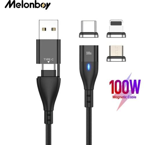 Melonboy 100W 6 in 1 PD Usb Type C to Type C Micro Usb Cable for Laptop Xiaomi Huawei iPhone 12 11 Mangetic Charging Cable PD3.0