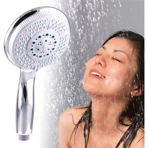 Multifunctional 5 Mode Chrome Shower Handheld Bathroom Bath Handset Replaces Faceplate Water Saving High Round Shape