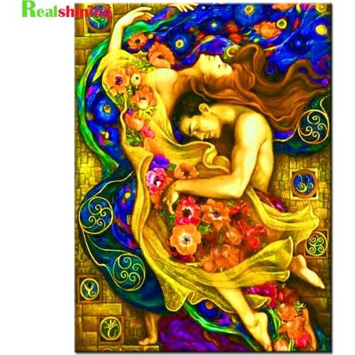 Gustav Klimt Lover Hug diy 5d diamond painting rhinestones,Round,full,diy,diamond embroidery Retro Couple,diamond mosaic,N2163
