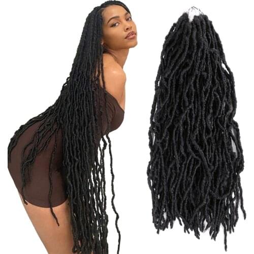 Natifah Nu Locs Crochet Braids Curly Hair 36 Inches Faux Locs Extensions Synthetic Soft Goddess Crochet Braiding Hair For Women