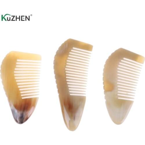 Natural Ox Horn Anti-Static Massage Hair Comb With Handle Hair Styling Tool for Salon Hairdressing Styling 3 Size