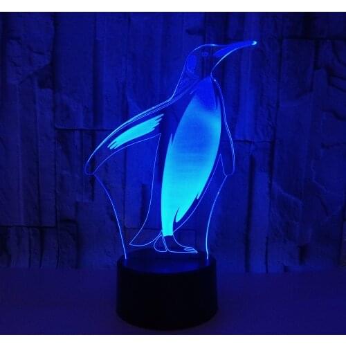 3D LED Night Light Penguin with 7 Colors Light for Home Decoration Lamp Amazing Visualization Optical Illusion Awesome