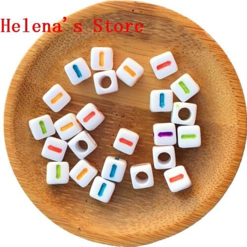 New Arrival 1900PCS 7*7MM Colorful Single Letter I Printing Acrylic Initial Beads Big Hole Individual English Alphabet Beads