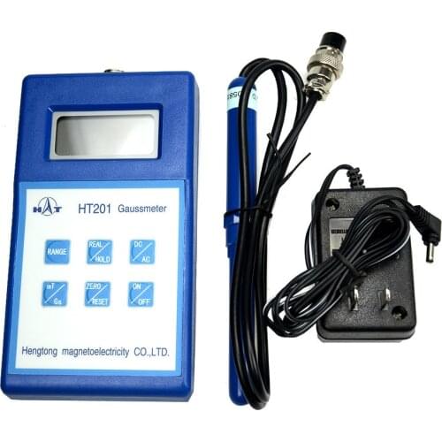 New Released Tesla Gauss / Digital Magnetic Flux Meter AC DC 2000mT HT201 Gauss Meter+Power Adapter