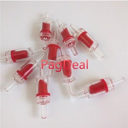 10pcs Aquarium Air Pump Check Valves Red Clear Plastic One Way Non-Return Check Valve for Fish Tank