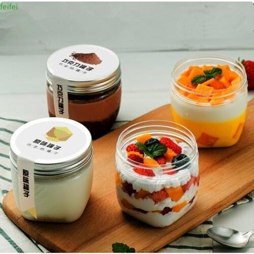 20PCS 320ML Pudding Cup Dessert Mousse Cake Cup tiramisu cupscake packaging disposable hard plastic cup with lids