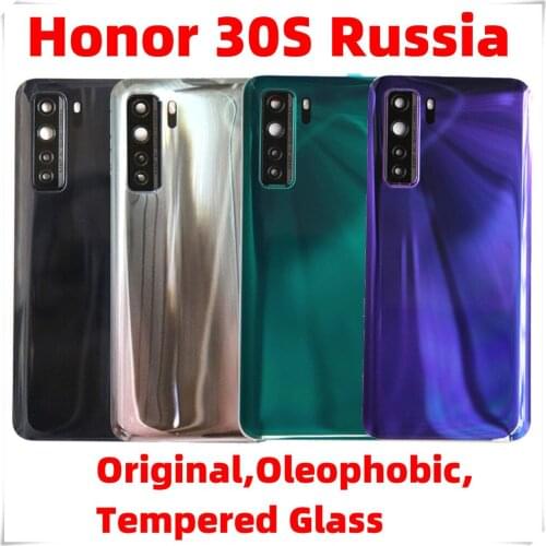 Original New Back Cover For Honor 30S (Russia) CDY-NX9A With Huawei Logo Housing Door Rear Battery Door Glass Replacement Parts