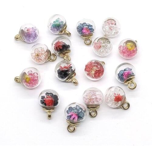 5pcs/bag Glass Bottle Pendant Necklace Dried Flower Girl Dream Pendant Rope Designer Fashion DIY Jewelry Creation Accessories