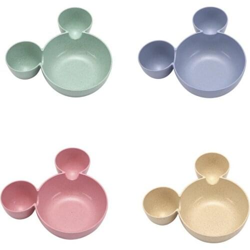Plastic Cereal Snack Meal Bowl Mickey head shape Rice Bowl Dishes Plate Kids Baby Children Feeding Bowl Portable Tableware set