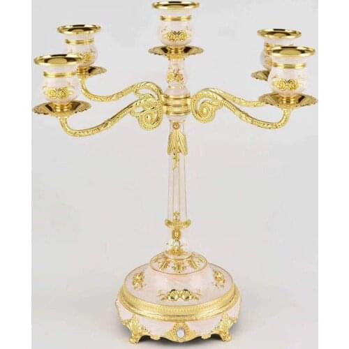 IMUWEN Candle Holder 5-arms Candelabra Romantic And Luxury Metal Candle stands For Wedding Events Or Party Decoration