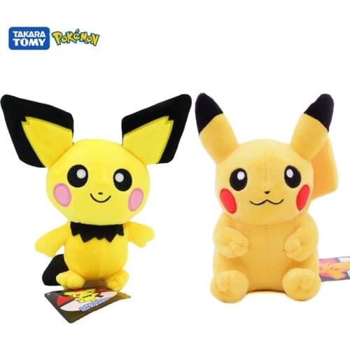 Pokemon 20CM Plush Pikachu Dolls Kawaii Anime Pokémon Pichu Keychain Pendant Kawaii Short Stuffed Toy Cartoon Girl Birthday Gift