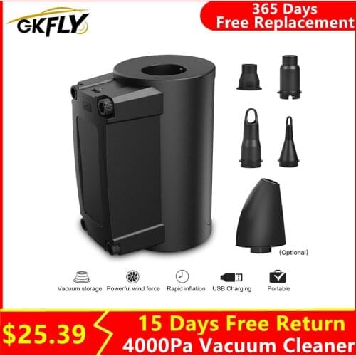GKFLY 4000Pa Portable Vacuum Cleaner Air Pump Handheld Home & Car Dual Use Mini Vacuum Cleaner With Built-in Battr