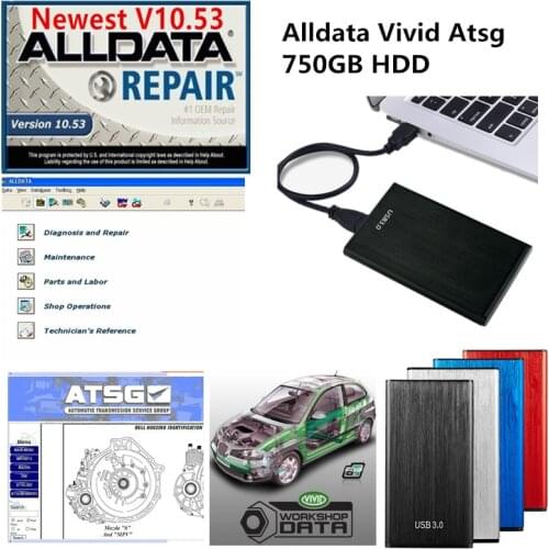 Latest AllData Auto Repair Software 2021 Hot All data 10.53 for cars and trucks in 750gb HDD usb 3.0 Tech Support via Teamviewer