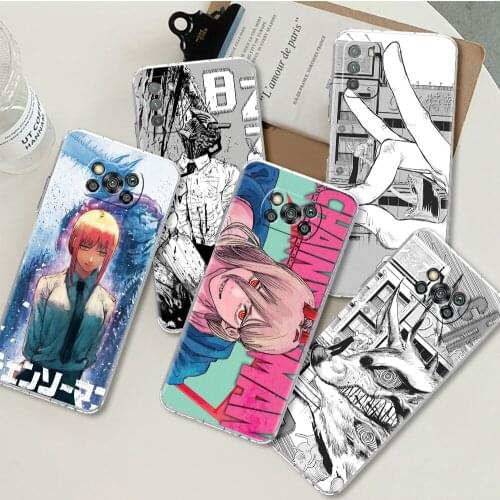 Clear Case For Xiaomi Mi Poco X3 NFC M3 Pro F3 GT F2 X2 F1 11 10T Note 10 For Redmi K40 Soft Phone Cover Chainsaw Man Fundas Cas