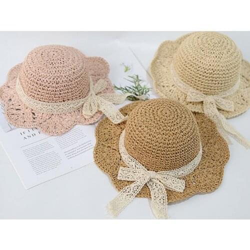 Girls Hat Adjustable Hollow Out Children Kids Braided Dome Hat for Hiking