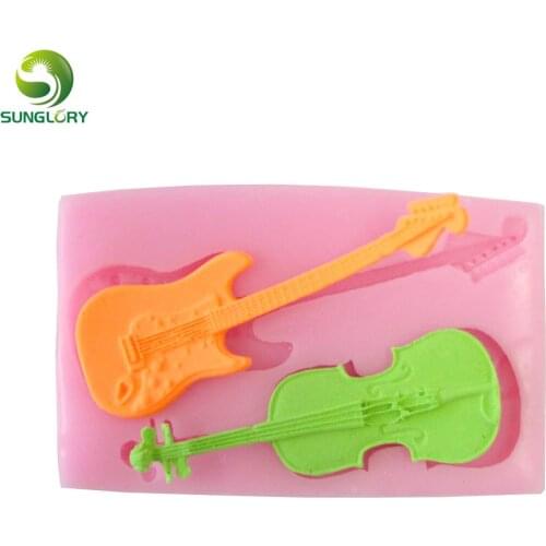 Violin Guitar Fondant Silicone Cake Mold Gumpaste Moldes De Silicona For Cupcake Decoration Mold For Baking Color Pink Kitchen