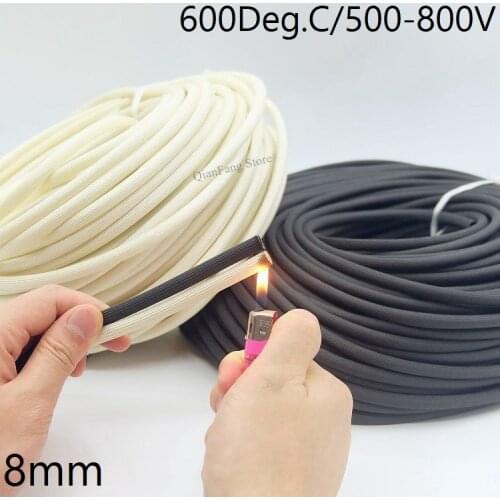Dia 8mm Fiberglass Tube HTG Cable Sleeve Soft Chemical Fiber Glass Wire Wrap Protector Insulation High Temperature Pipe 600Deg
