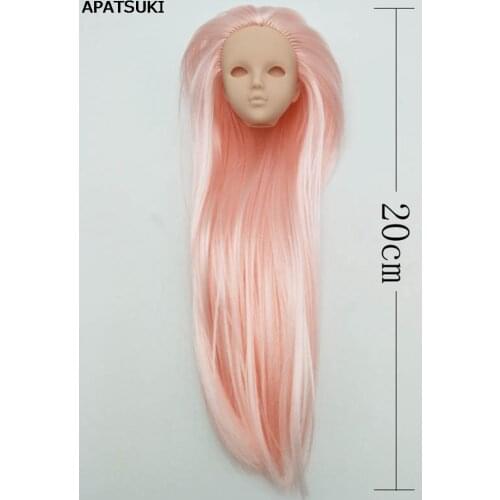 Light Pink Hair Soft Plastic Practice Makeup DIY Doll Head For 11.5" Doll Heads For 1/6 BJD Dolls Practicing Head Without Eye