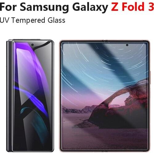 4 In 1 UV Tempered Glass for Samsung Galaxy Z Fold 3 5G Front Back Protective Film Screen Protector for Samsung Galaxy Z Fold3