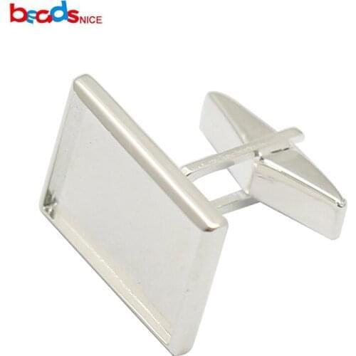 Solid 925 Sterling Silver Cufflink Findings Mens Jewelry Cufflink Blanks with Rectangle Bezel Setting Customizable Jewelry 30929