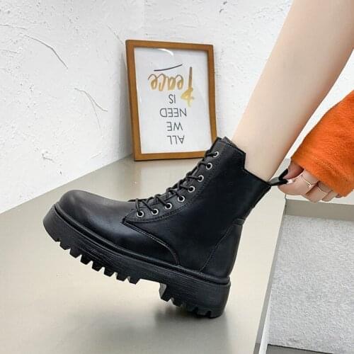 2021 Woman Ankle Boots Flat Heel Shoes Women Lace Up Winter Autumn Shoes Short Boots Woman Footwear Size 35-42 Boots Women