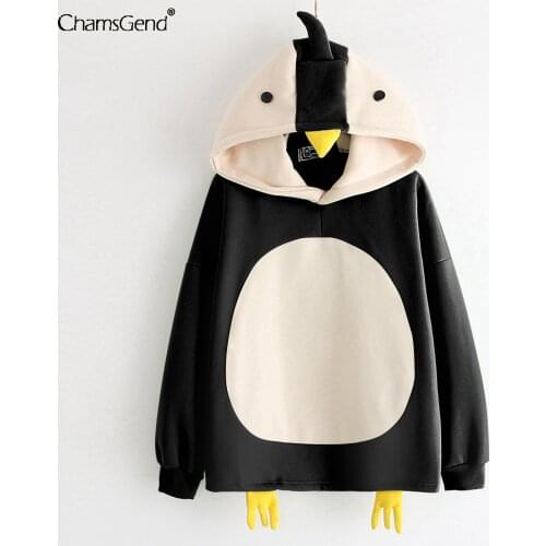Hoodies Sweatshirts Women Kawaii Penguin Sweatshirt Teens Girls Harajuku Pullover Hoody Streetwear Long Sleeve Outfit
