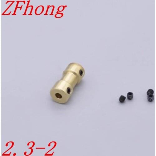 10pcs 2mm TO 2.3mm 2mm x 2.3mm Shaft Motor brass Coupling Coupler Brass M3 Screw holes 3MM