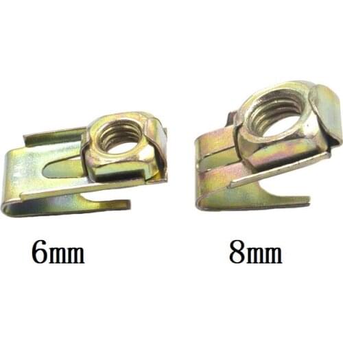 100 PCS Universal Car License Plate Fender Retaining Clips 6mm 8mm Screw Plate Nuts Fastener Clip