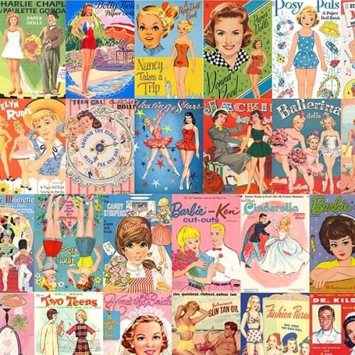 18PCS vintage girl Stickers Crafts And Scrapbooking stickers kids toys book Decorative sticker DIY Stationery