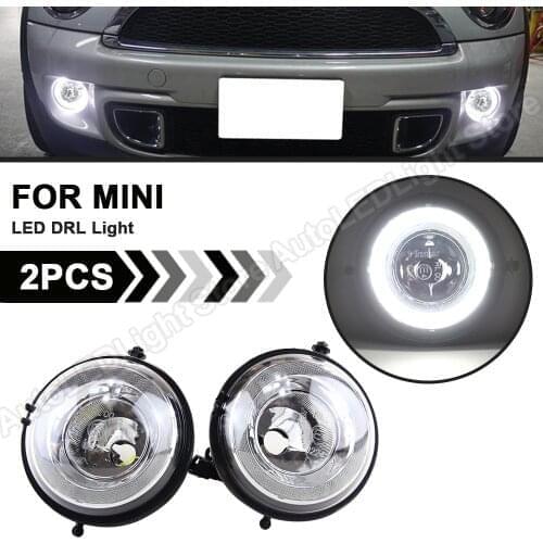 2Pcs LED DRL Halo Ring Daytime Running Light Fog Bumper Driving Lamp High Power For Mini Cooper R55 R56 R57 R58 R59 R60 R61