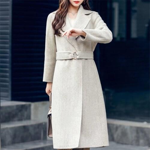 2019 winter long wool coat thick cotton-padded woman business lady autumn thicken women woolen overcoat