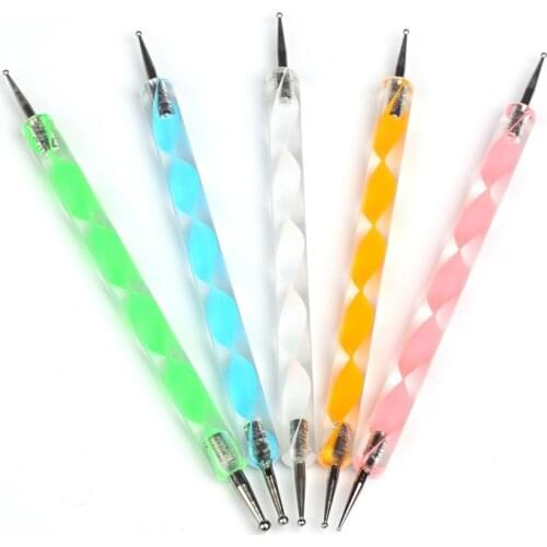 5 Pcs/set Professional UV Gel Painting Nail Pen Double-ended Dotting Pen Pick Up Drill Design Rhinestone Pencil Nail Art Tools