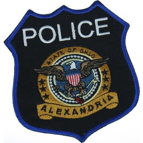 Alexandria POLICE Russia Emblem Eagle Russian Army Flag Patch Sew On Coat Fine Eagle Embroidery Clothing Biker Patch Badge Strip