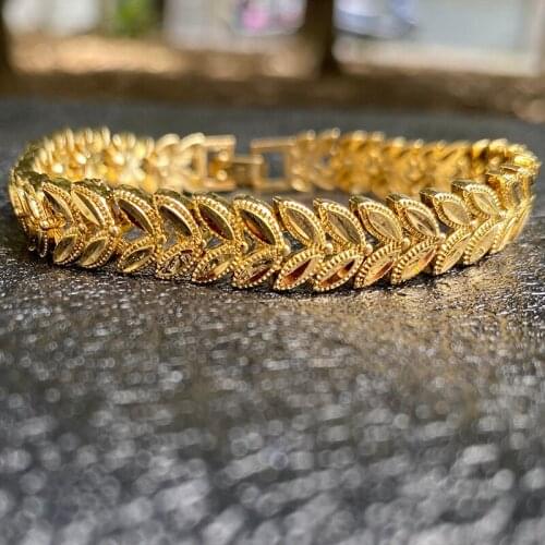 Thick Chain Bracelet Men Indian Link Bangle Male Jewelry 24k Gold Plated Bracelets For Women African Hiphop Bangles Gold Wrap