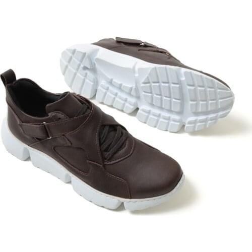 Chekich Mens Shoes Brown Artificial Leather Casual Fall Season Laces Comfortable Tan Orthopedic Trend Sneakers Lightweight Big Sizes Sport Fashion 2021 High Quality Air Ankle Strap Sewing White Male Footwear CH071 V4