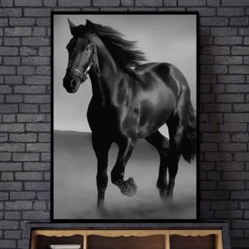 Black and White Animal Art Horses Canvas Painting Wall Art Canvas Posters and Prints Modern Wall Pictures for Living Room Decor