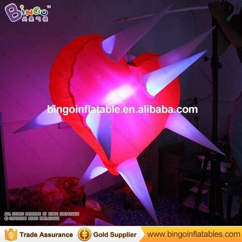 Colors change LED lighting 1.8 meters inflatable heart with thorn party decorative special shape blow up heart model toys