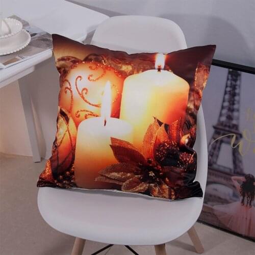 Smooth Satin Fabric Creative Christmas Festive Printing Design Home Decorative 45x45cm Square PillowCase