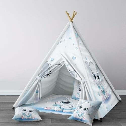 Play Tent for Kids Wigwam Portable Indoor Playground Tents Children Bedrooms White Moon Elephant Model 210