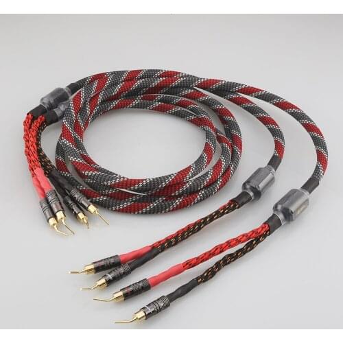 Audiocrast SC082 One Pair oxygen-free copper Speaker Cable pin To pin banana Plug HIFI Speaker Cable For Left and Right Speaker