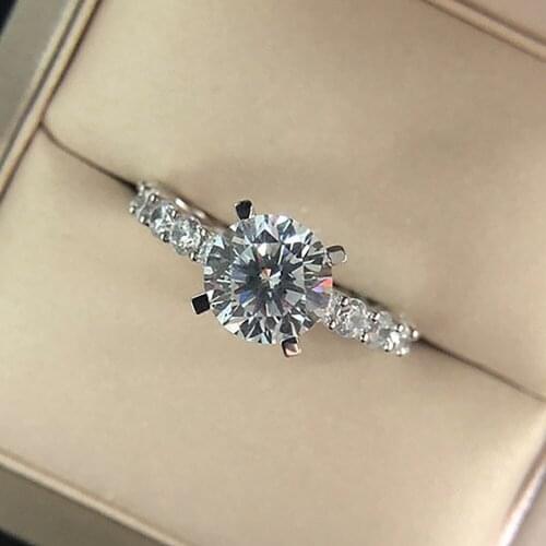 KNRIQUEN Sterling Silver High Carbon Diamond Created Moissanite Womens Ring Charms Wedding Engagement Ring Fine Jewelry Gift