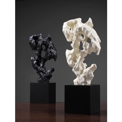 Creative Irregular Resin Coral Sculpture Countertop Living Room Decoration Black and White Coral Stone Crafts Home Decoration