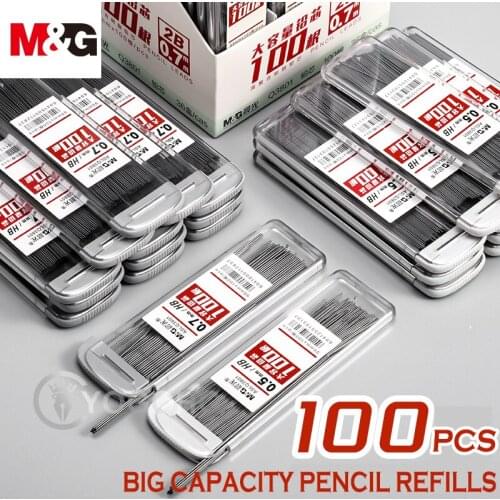 M&G 100/Pcs 0.5/0.7mm Mechanical Pencil Leads 2B/HB Pencil Automatic Pencil Core Refill Office School Art Sketch Drawing Supplie