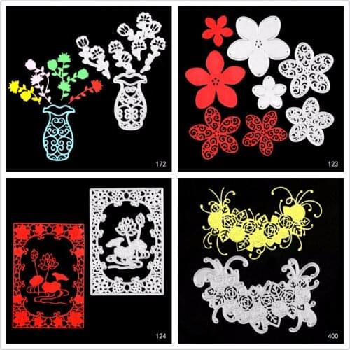 AZSG Variety of flowers Metal Cutting Dies Stencil Template for Scrapbooking Card Album Embossing Decor DIY Metal Crafts