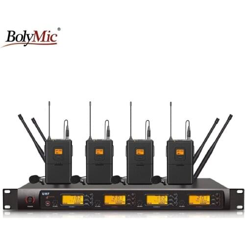 Bolymic Four Channels UHF PLL wireless lapel microphone lavalier system for teachers speaker