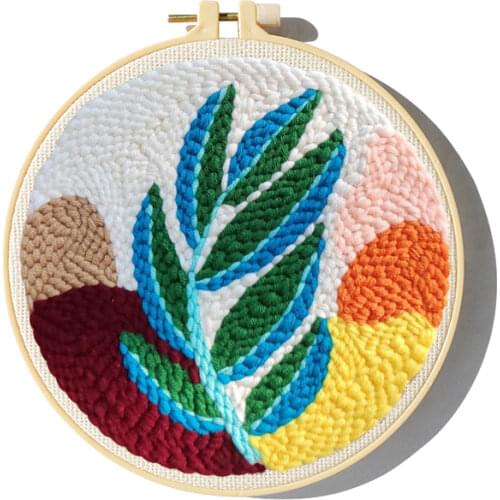 Cute Pattern Punch Needle Starter Kits Soft Yarn Punch Needle Embroidery Kit Easy Embroidery Needlework Wool Work Home Decor