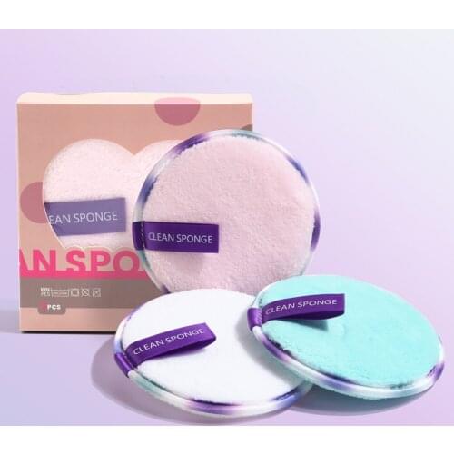 3 Colors Makeup Remover Pads Reusable Soft Facial Cleaning Puffs Double-Side Washable Microfiber Multi-function Makeup Puff