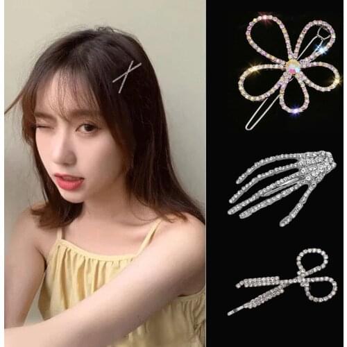 Fashion Gold Silver Letter Hair Clip Sweet Flower Leaf Crystal Alloy Hairgrip For Women Girls Hairpin Headwear Hair Accessories