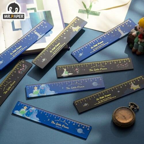 Mr.paper 4 Designs Ins Bronzing Acrylic Ruler Little Prince Multifunctional DIY Drawing Tool Student Ruler Dual Purpose Office