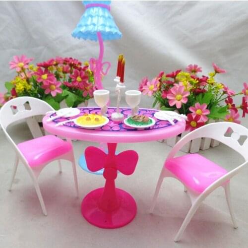 10Set/Lot Wholesale Accessories Doll Dining Set Plastic Mini 1/6 Doll Furniture